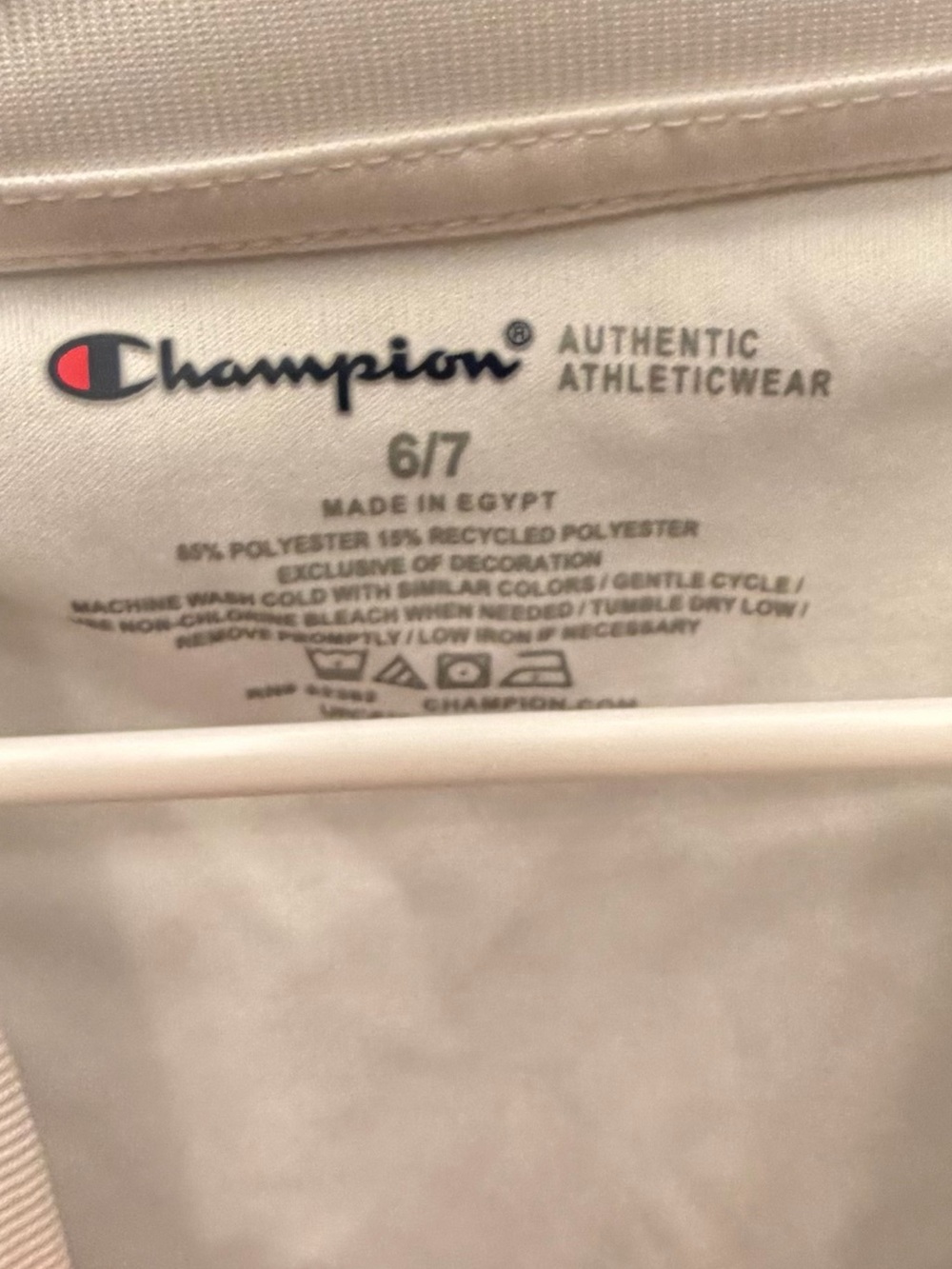 🎈SALE! Champion White Shirt with Blue and Red Script Logo🎈 - Picture 2 of 3